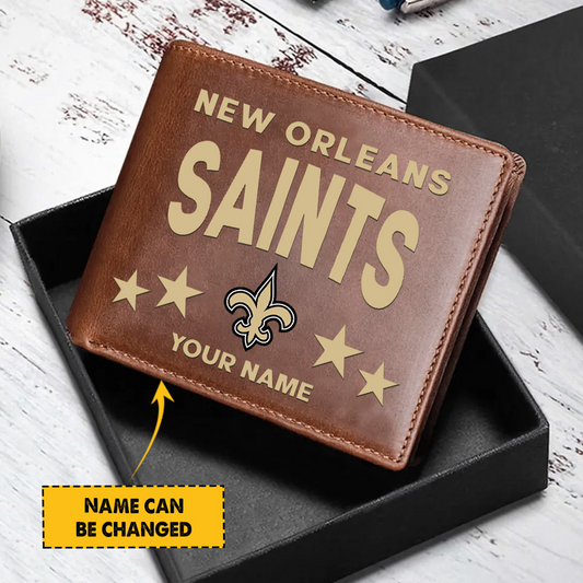 NO Football Leather Man Black Brown Wallet Personalized Any Name DATND TANTD