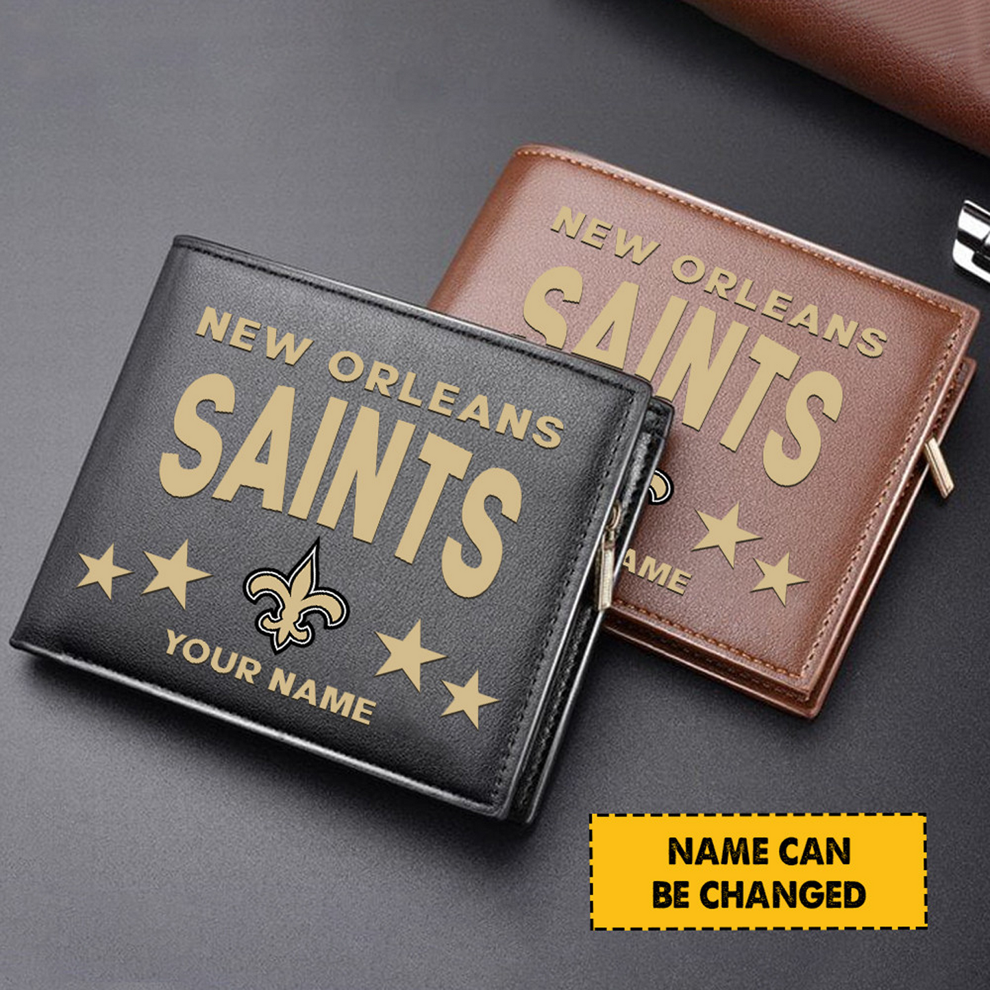 NO Football Leather Man Black Brown Wallet Personalized Any Name DATND TANTD