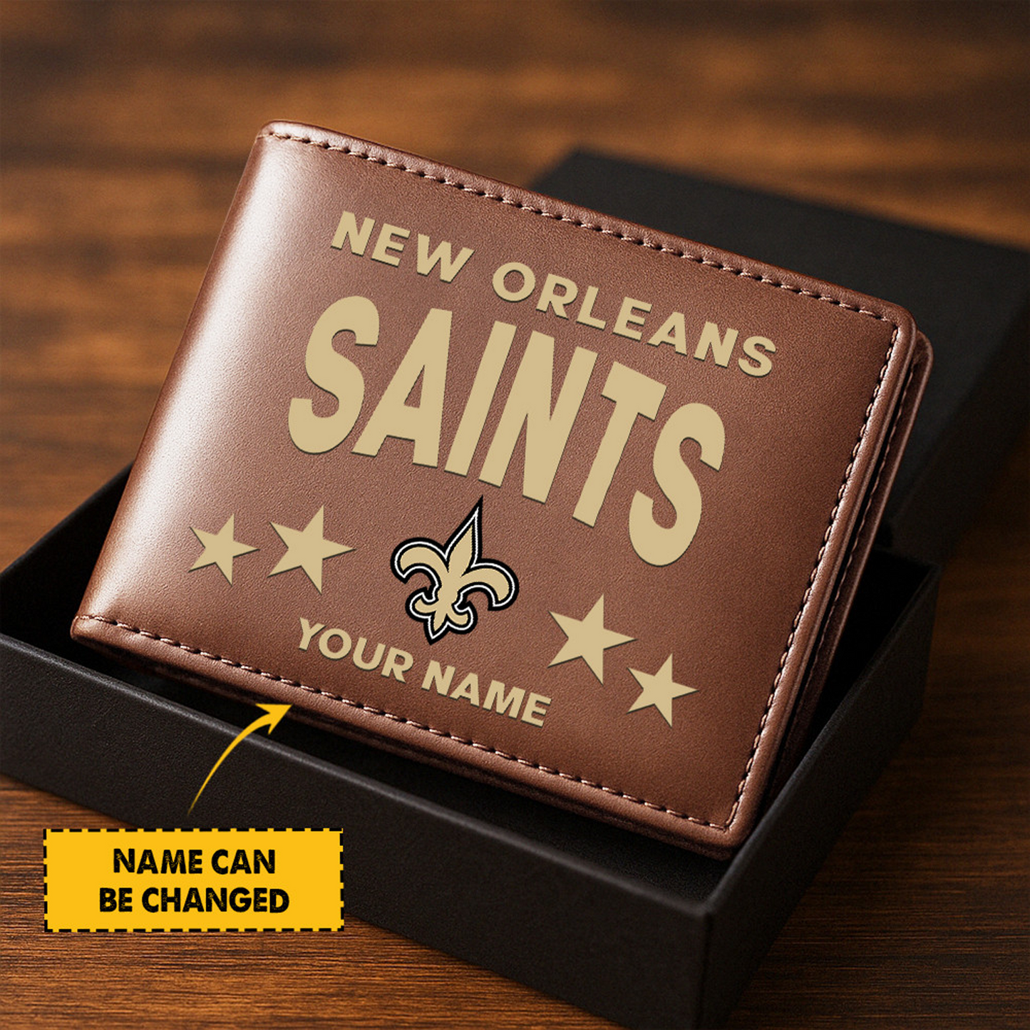 NO Football Leather Man Black Brown Wallet Personalized Any Name DATND TANTD