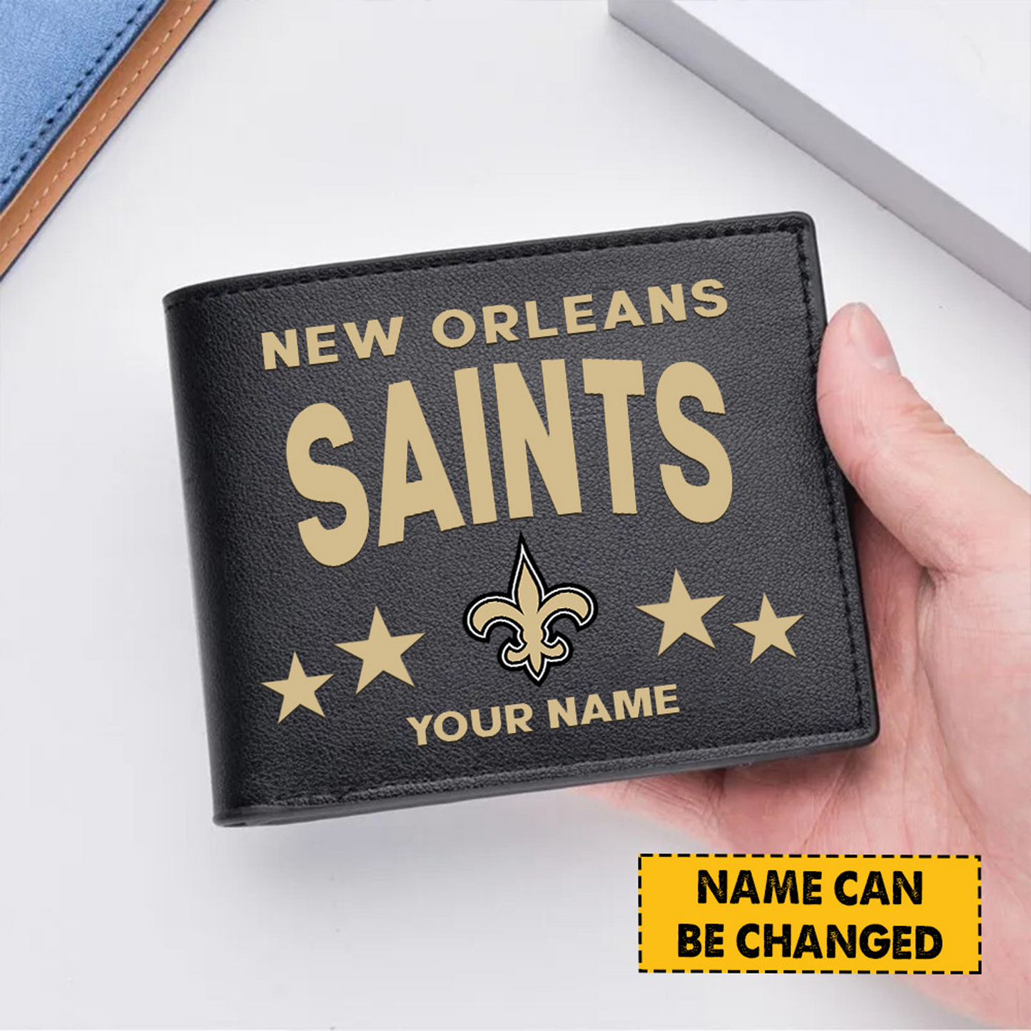 NO Football Leather Man Black Brown Wallet Personalized Any Name DATND TANTD