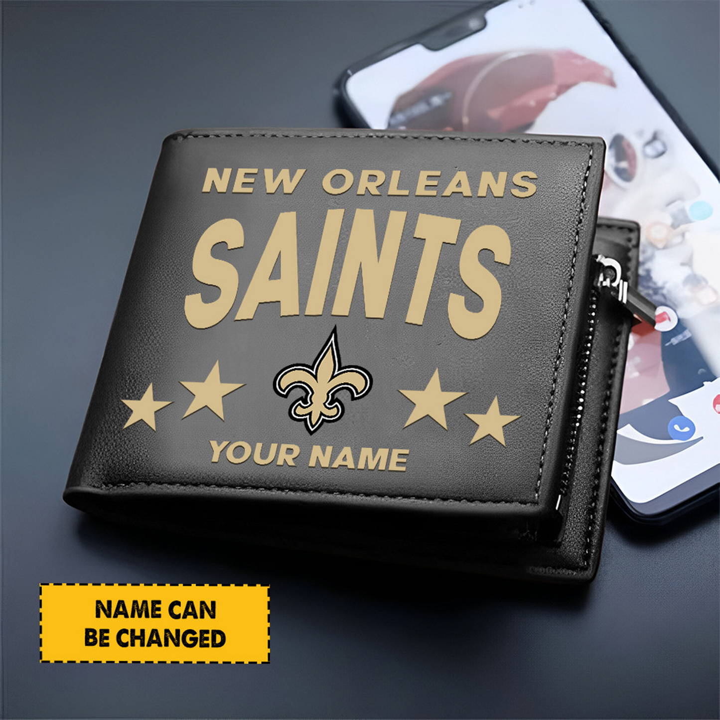 NO Football Leather Man Black Brown Wallet Personalized Any Name DATND TANTD