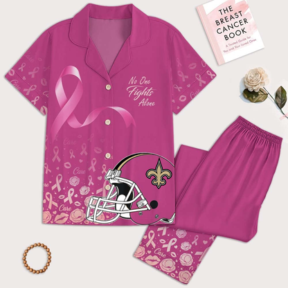 NOS Premium NFL Breast Cancer October Button Pajamas Set DDT NTL
