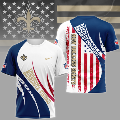 NOS Premium NFL Raised By Immigrants 3D Shirt DDT NTL