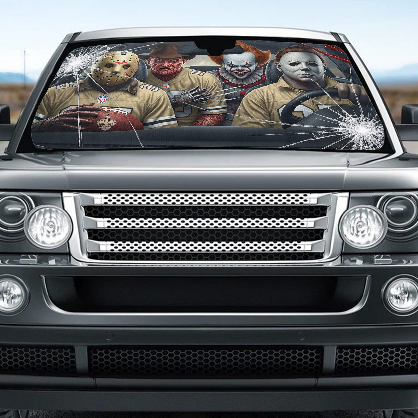 NOS x NFL Horror Car Sunshade For Fan DDT CTND