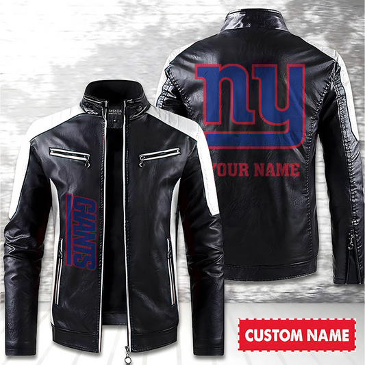 NYG American Football Men Leather Jacket Custom Any Name Gifts DatND DVT