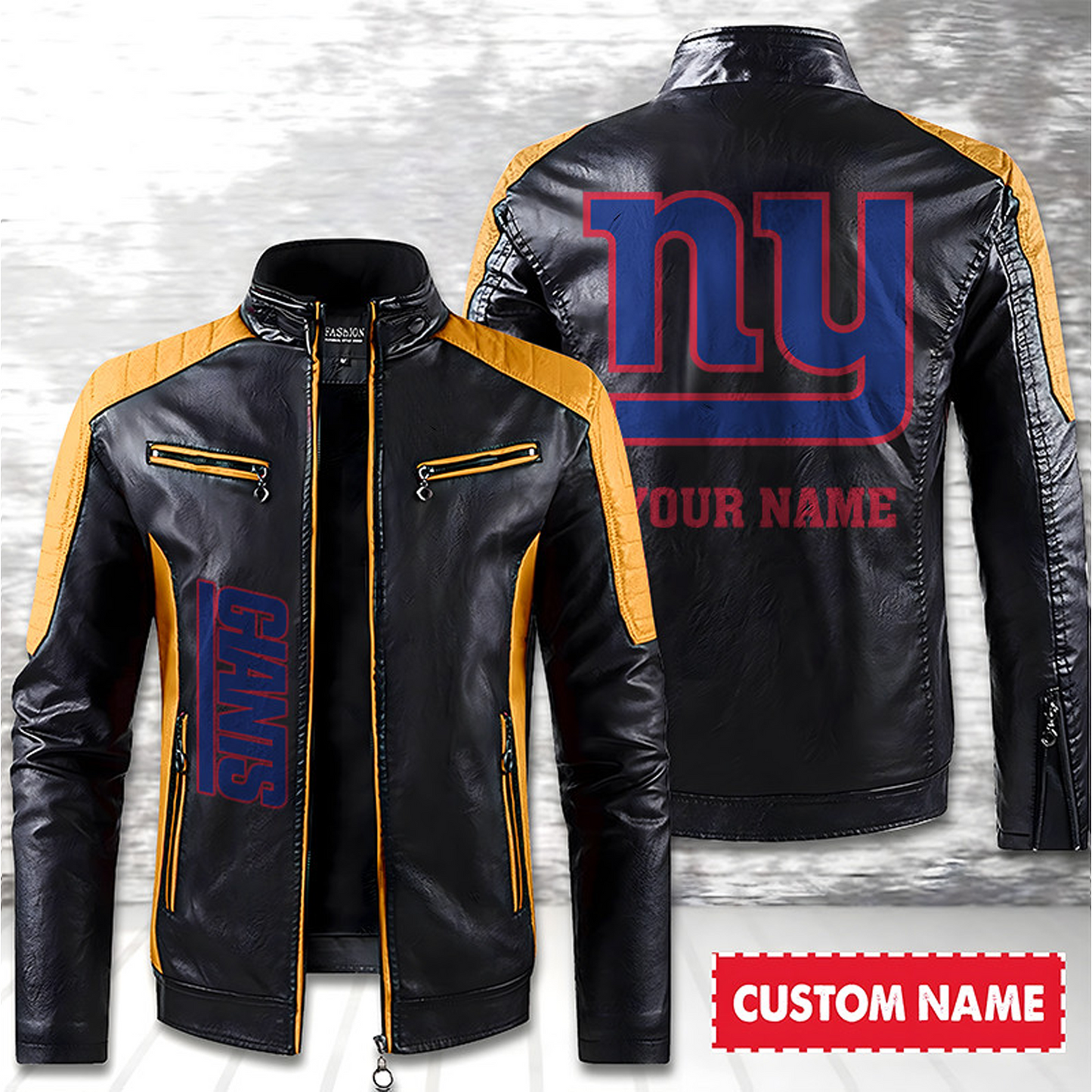 NYG American Football Men Leather Jacket Custom Any Name Gifts DatND DVT