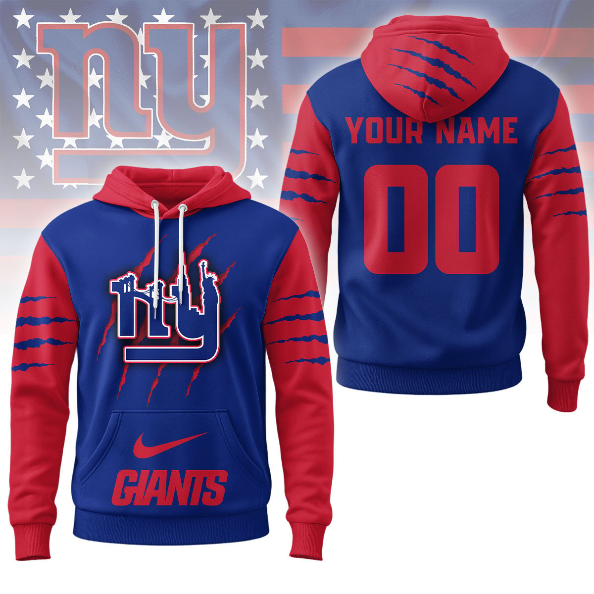NYG Premium NFL Fan Pride Claw Hoodie DDT CTND