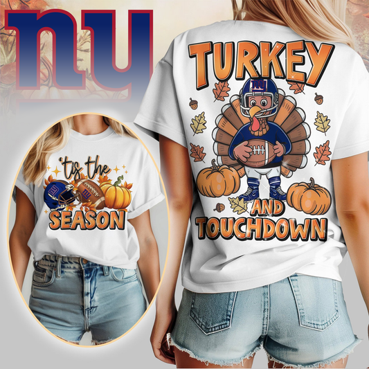 NYG Premium NFL Turkey and Touchdown Women's Shirt DDT NTL