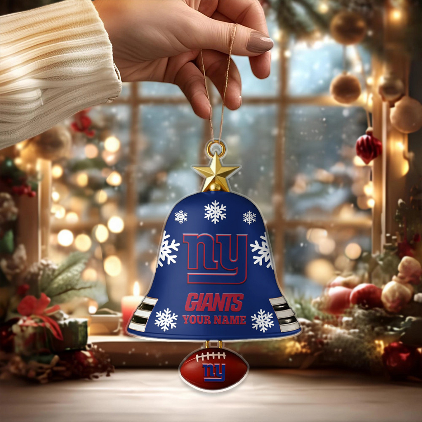 NYG X NFL Christmas Bell Ornament Custom Any Name Gifts NAK THUONGNH