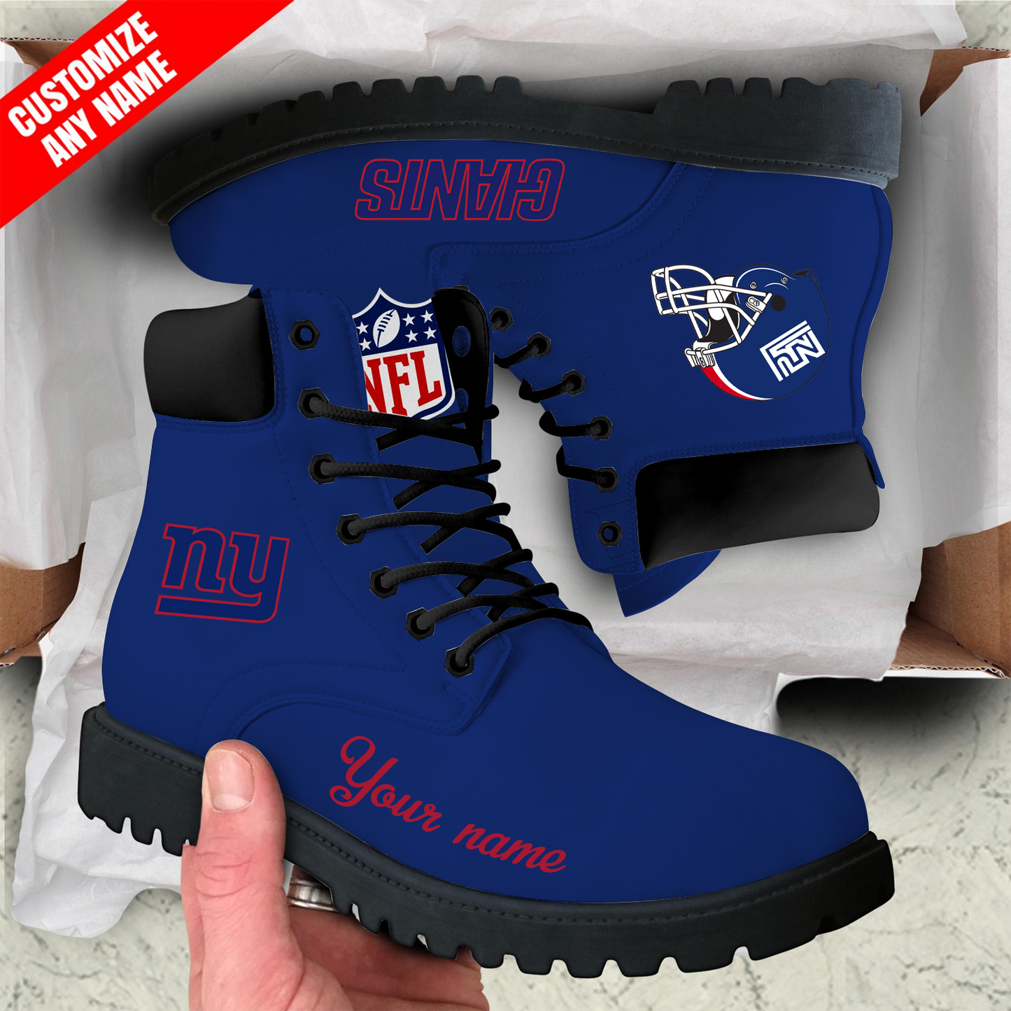 NYG x NFL Custom Leather Boots DATND TANTD