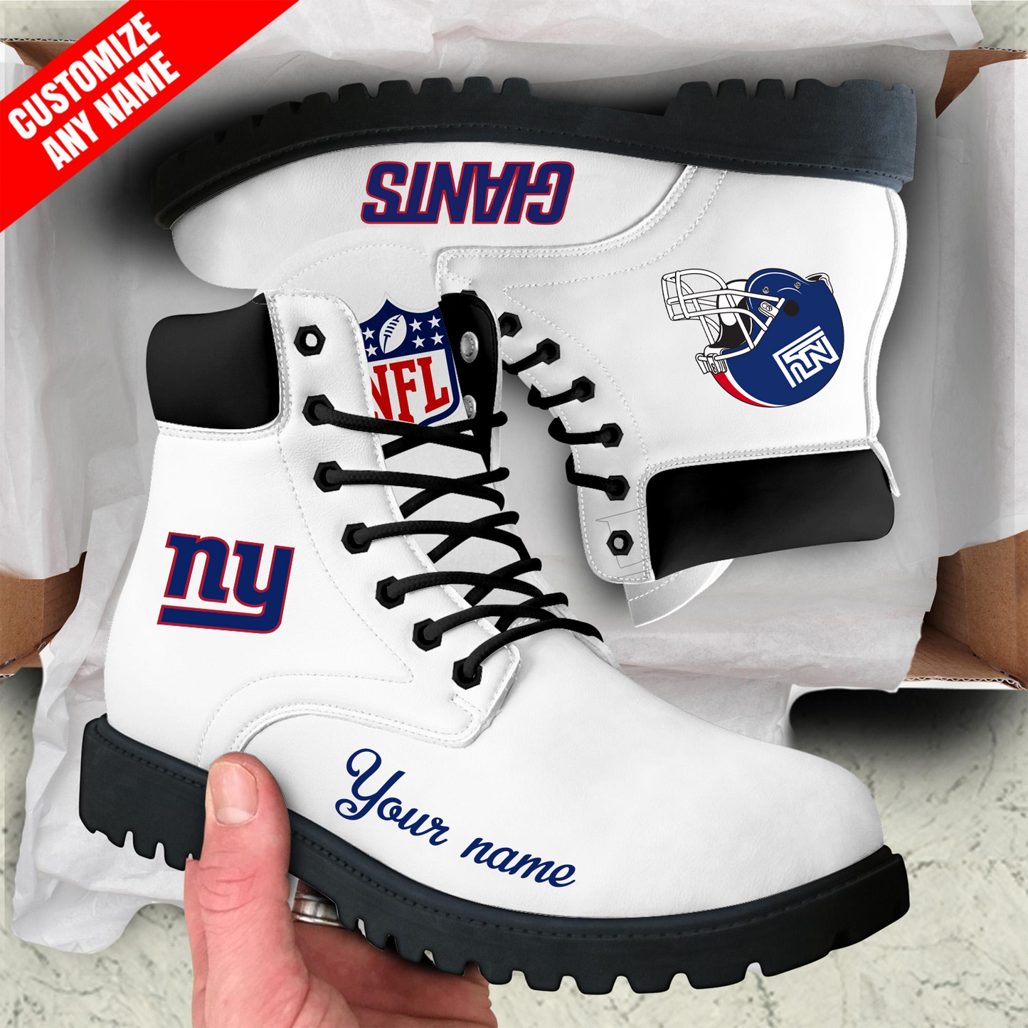 NYG x NFL Custom Leather Boots DATND TANTD