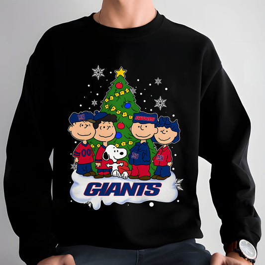 NYG x NFL Peanuts Snoopy And Friends Christmas Tree 2D Shirt DatND DVT