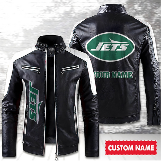 NYJ American Football Men Leather Jacket Custom Any Name Gifts DatND DVT