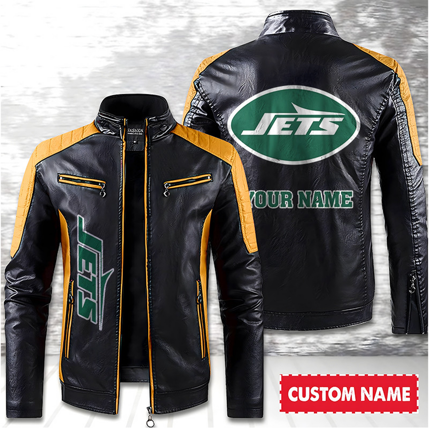 NYJ American Football Men Leather Jacket Custom Any Name Gifts DatND DVT