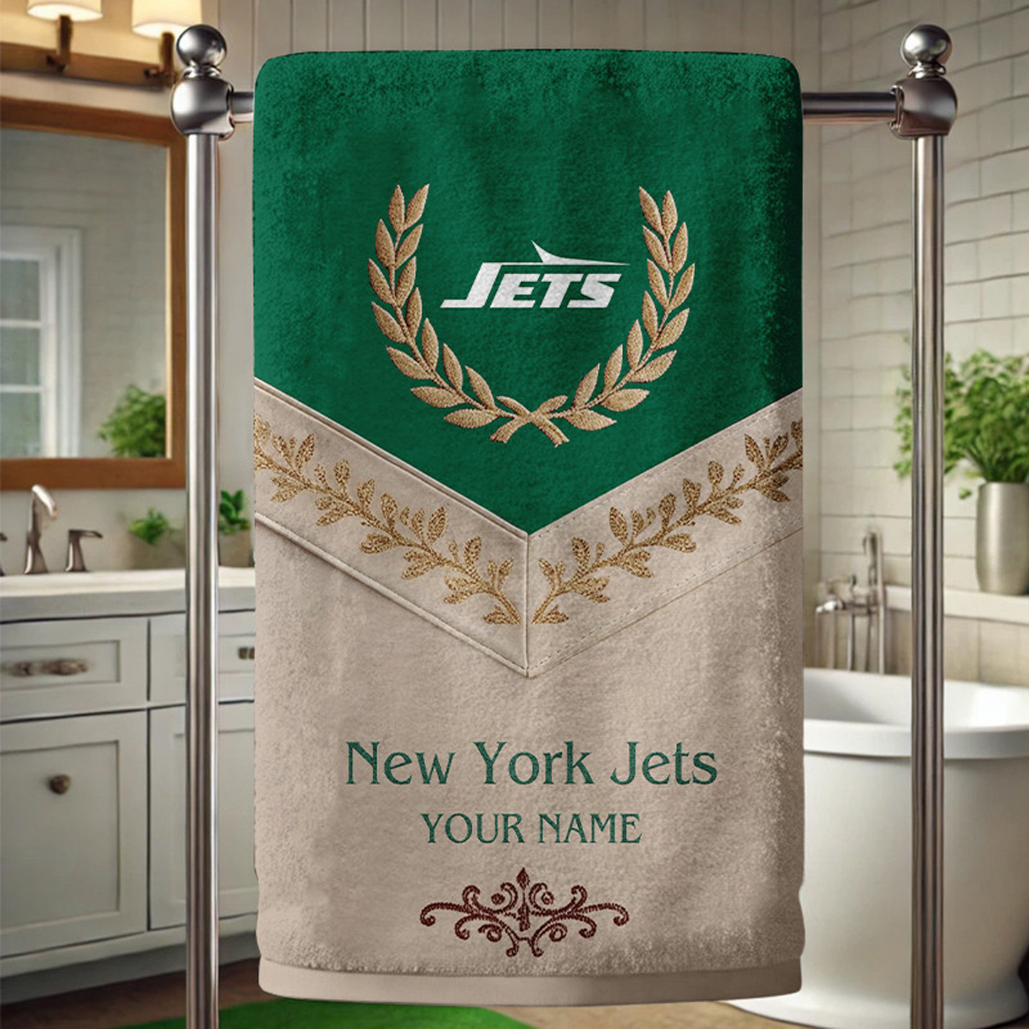 NYJ Football New Bath Towel Custom Name DATND TANTD