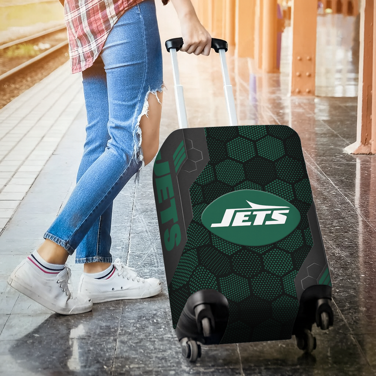 NYJ NFL V3 Luggage Cover Suitcase Protector DDT NTL