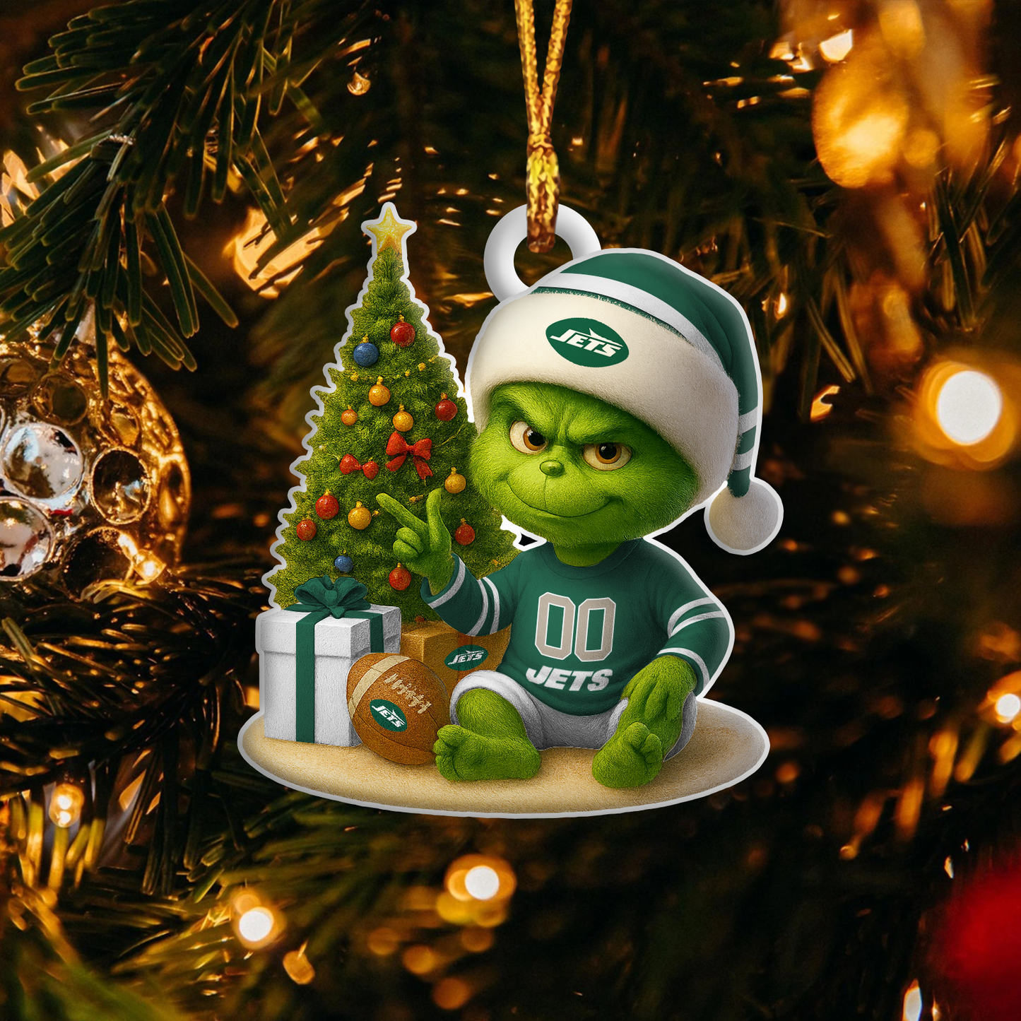 NYJ NFL x Grinch Premium Ornament DDT NTL