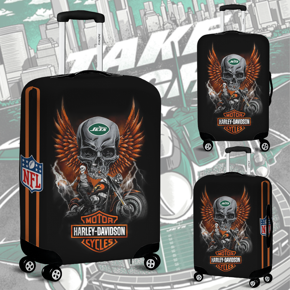 NYJ NFL x Motorcycle Luggage Cover Suitcase Protector DDT CTND