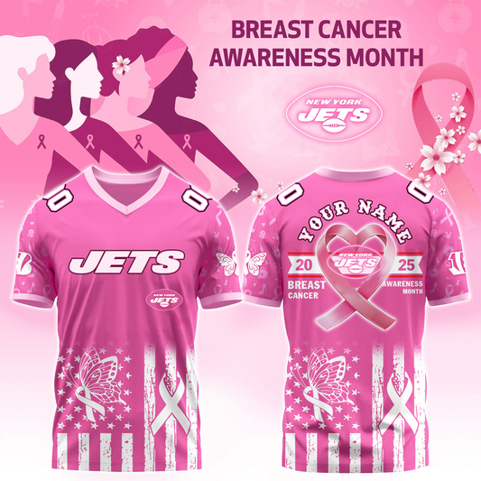NYJ x Breast Cancer Awareness Month 2025 V-neck Short Sleeve Jersey DatND DVT