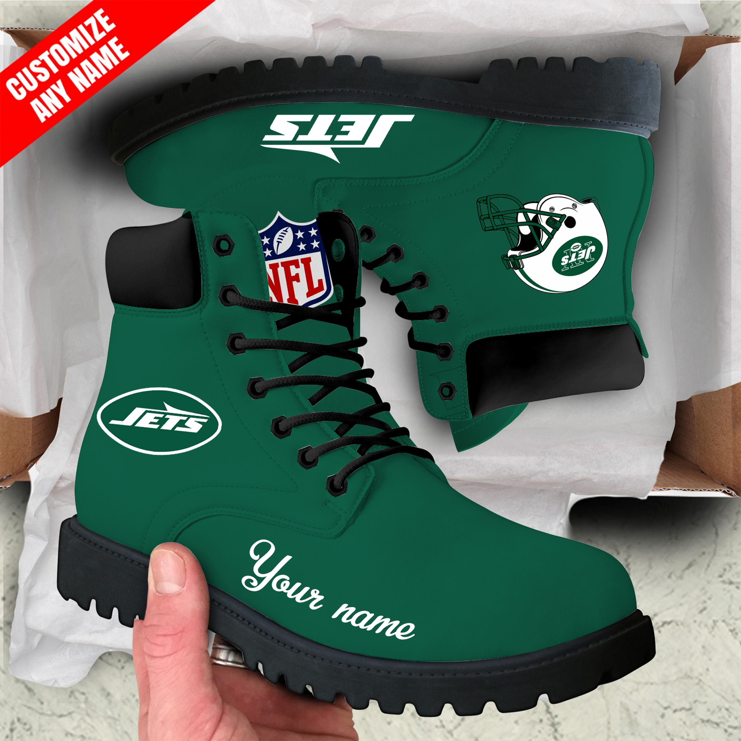 NYJ x NFL Custom Leather Boots DATND TANTD