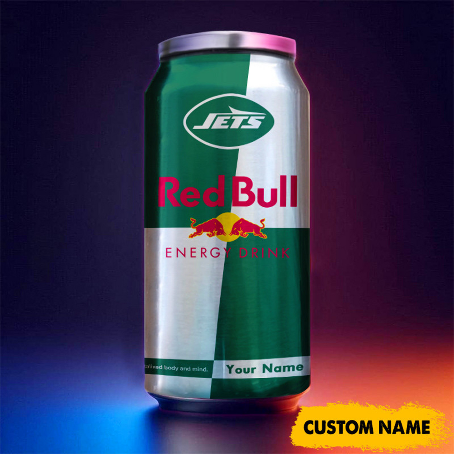 NYJ x NFL Mix RedB Drink Can Tumbler Custom Any Name DATND TANTD