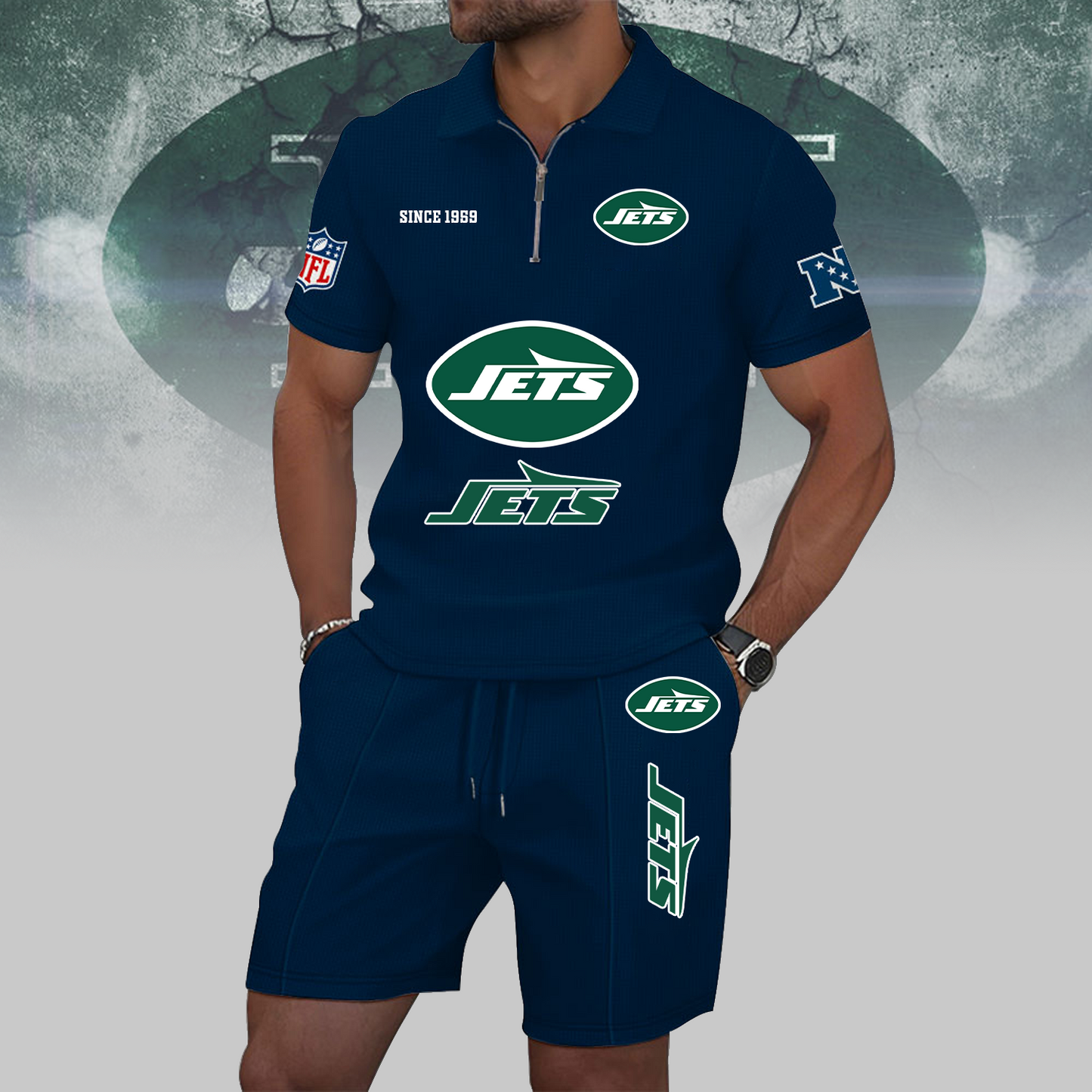 NYJ x NFL Zip Polo Set DATND TANTD