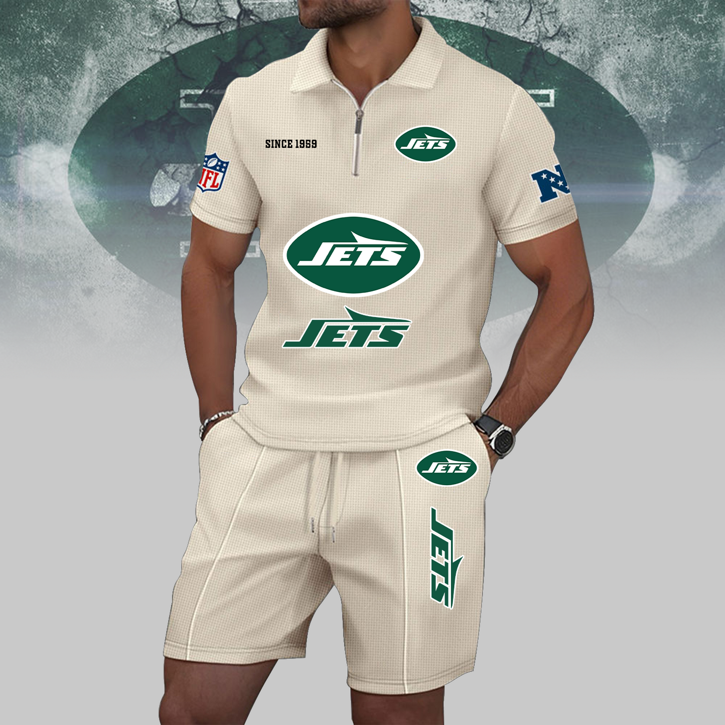 NYJ x NFL Zip Polo Set DATND TANTD