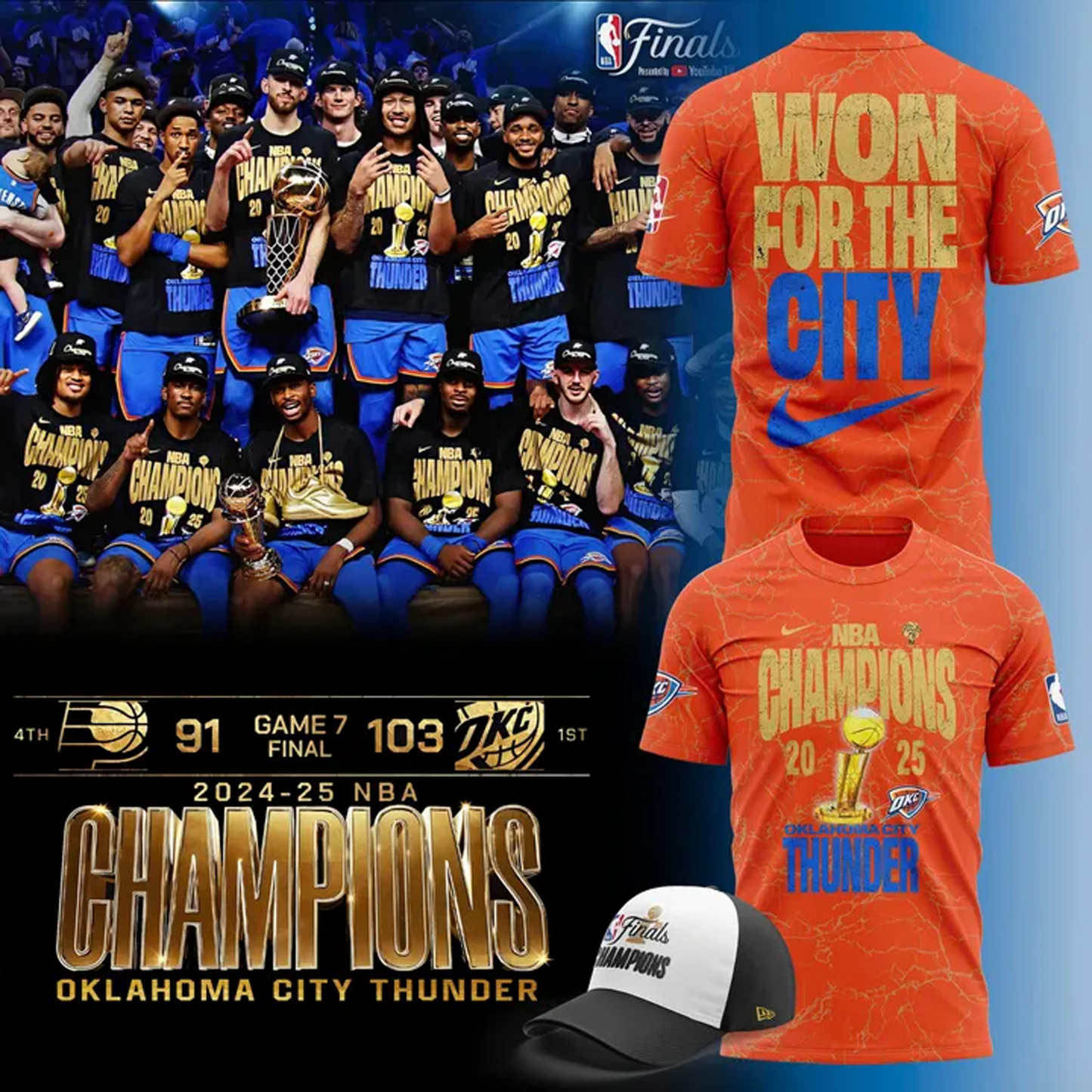 OKC Thunder Up NBA Champions 2025 Basketball V7 DATND TANTD
