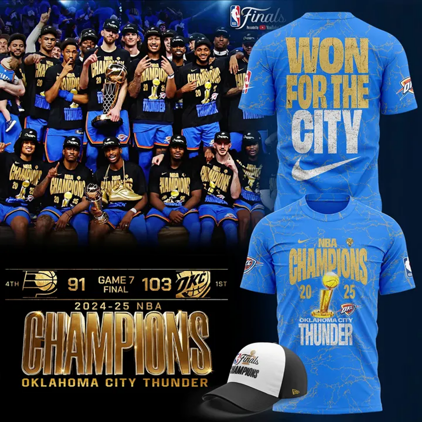 OKC Thunder Up NBA Champions 2025 Basketball V7 DATND TANTD