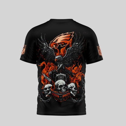 PE Premium NFL Flaming Eagle Skull T-Shirt DDT CTND