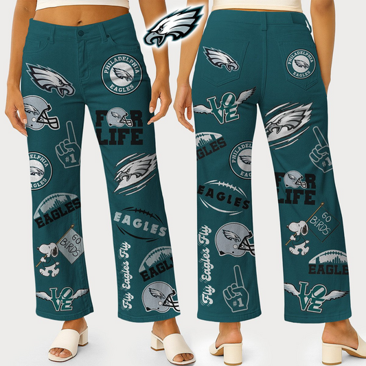 PE Premium NFL High Waisted Casual Wide Leg Pants DDT NTL