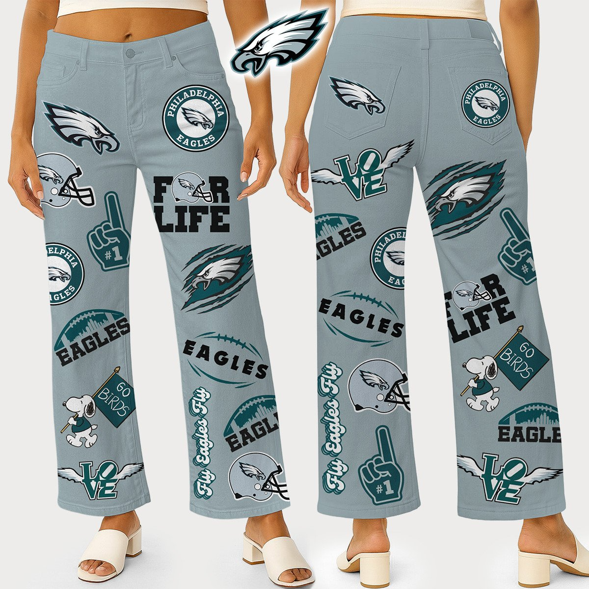 PE Premium NFL High Waisted Casual Wide Leg Pants DDT NTL