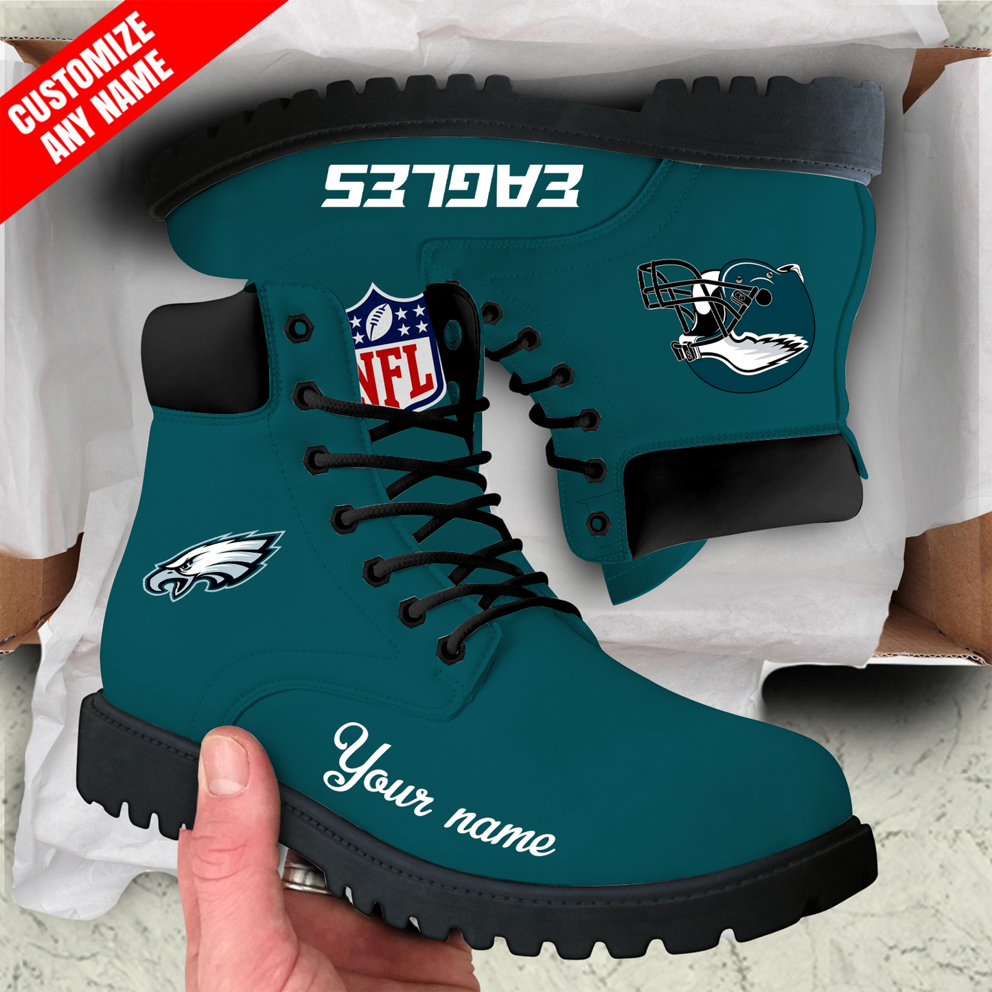 PHI x NFL Custom Leather Boots DATND TANTD
