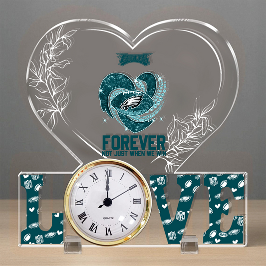 PHI x NFL Forever Not Just When We Win Acrylic Clock DATND TANTD