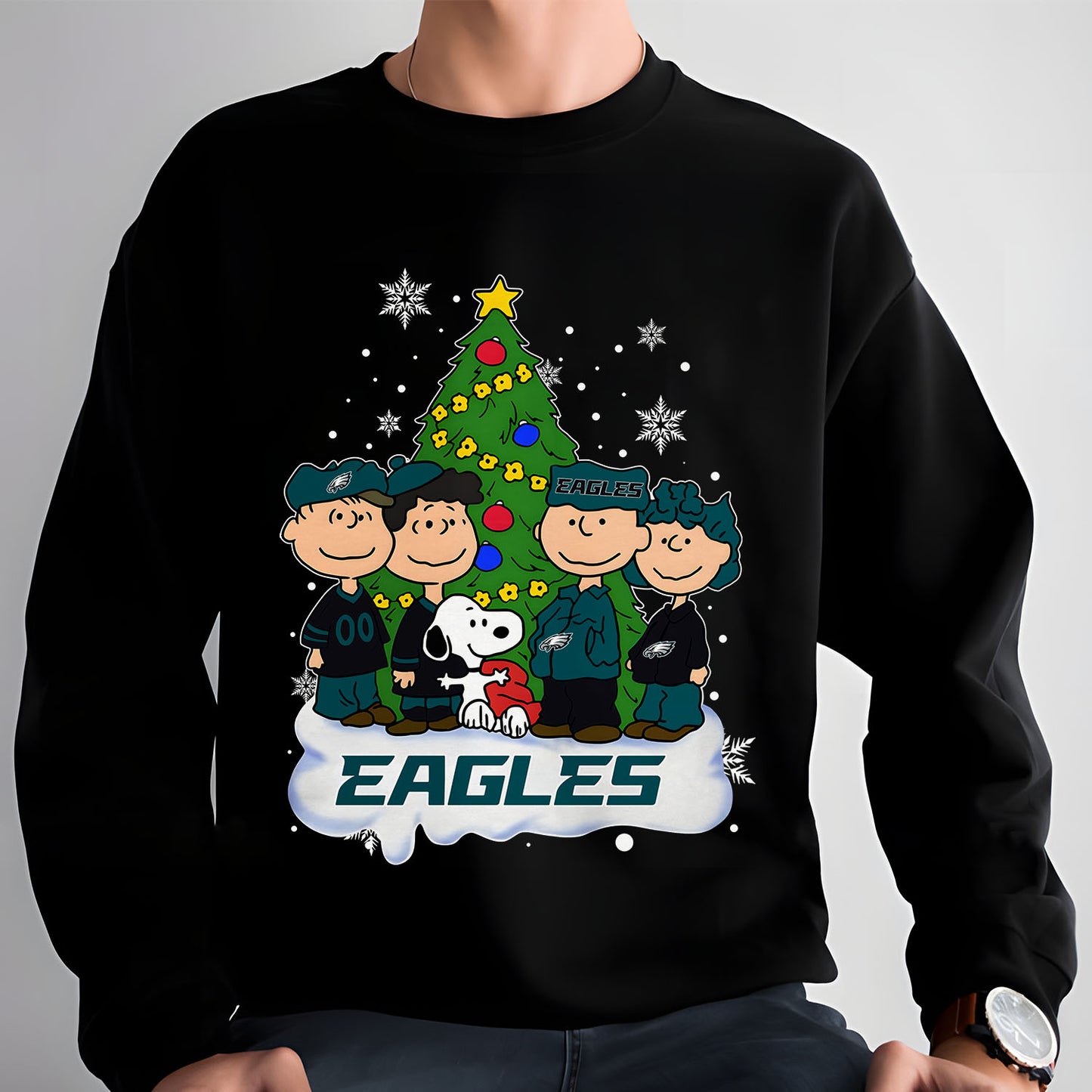 PHI x NFL Peanuts Snoopy And Friends Christmas Tree 2D Shirt DatND DVT