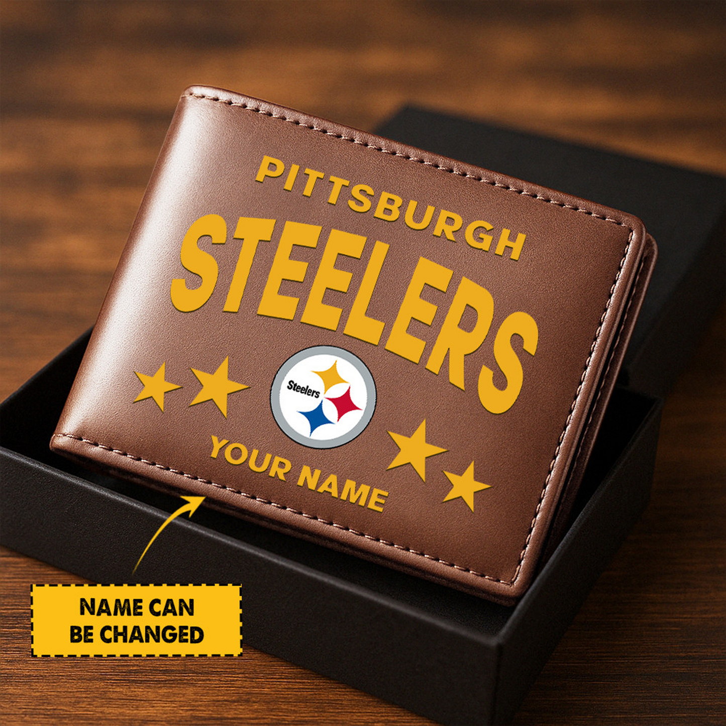 PIT Football Leather Man Black Brown Wallet Personalized Any Name DATND TANTD