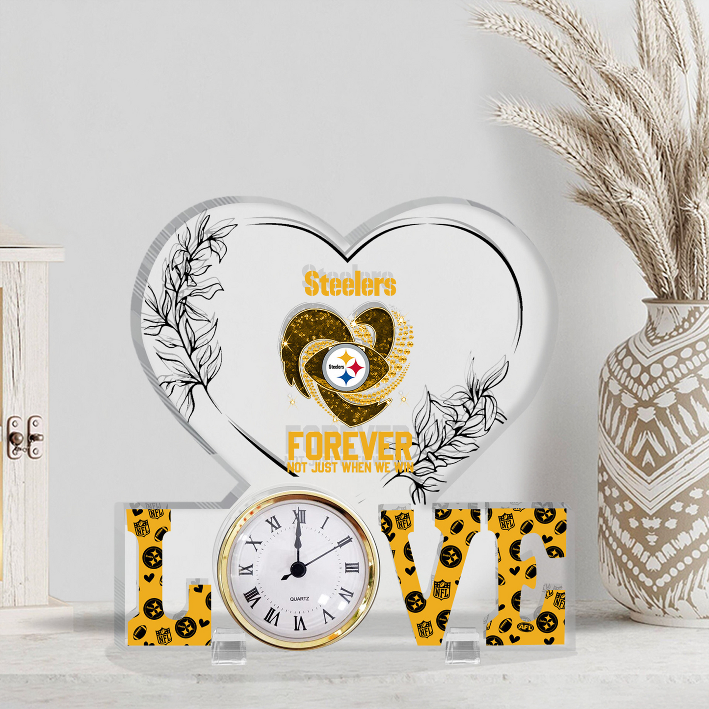 PIT x NFL Forever Not Just When We Win Acrylic Clock DATND TANTD