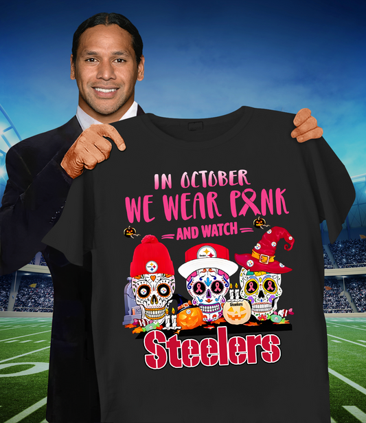 PIT x NFL Sugar skull in October we wear pink and watch DATND TANTD