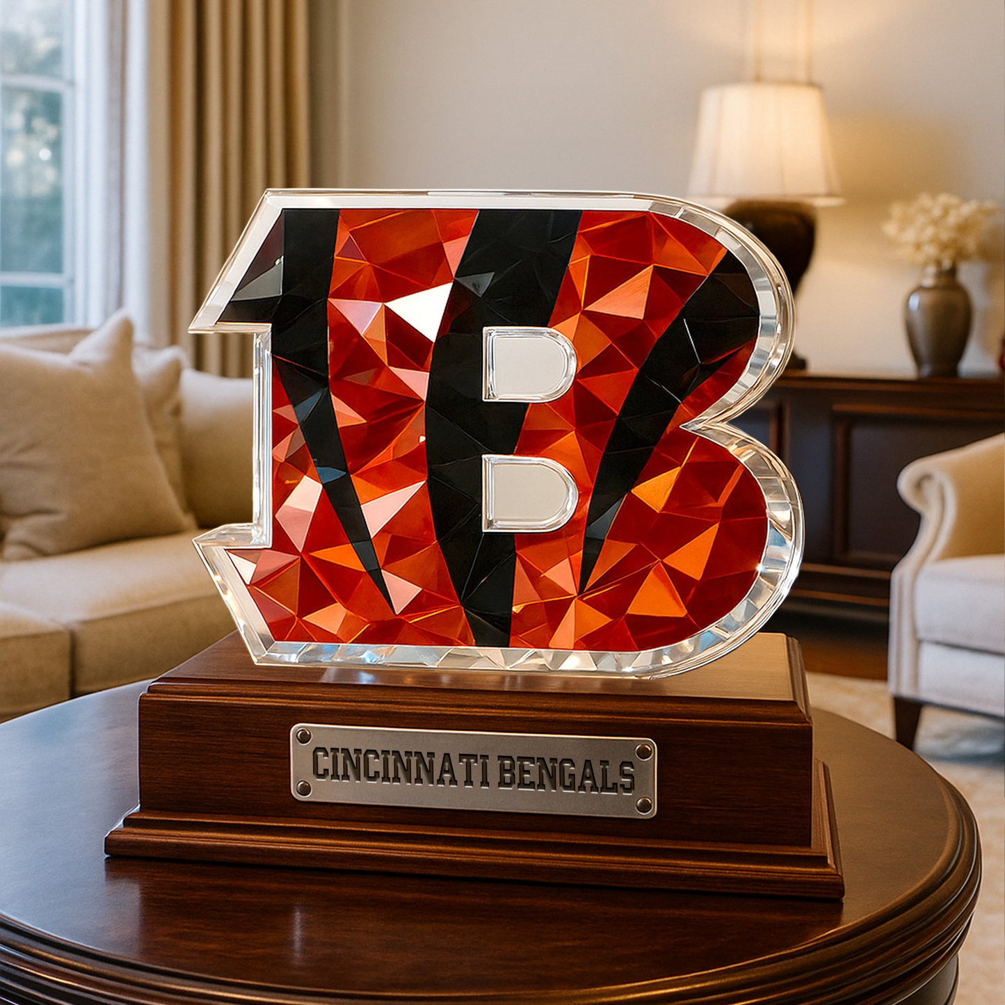 Premium NFL CIN Crystal Style Desktop Ornament V1 NMD  TTV