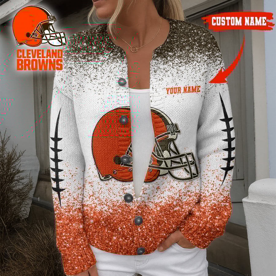 Premium NFL CLE Cozy Knit Cardigan V1 NMD NHM