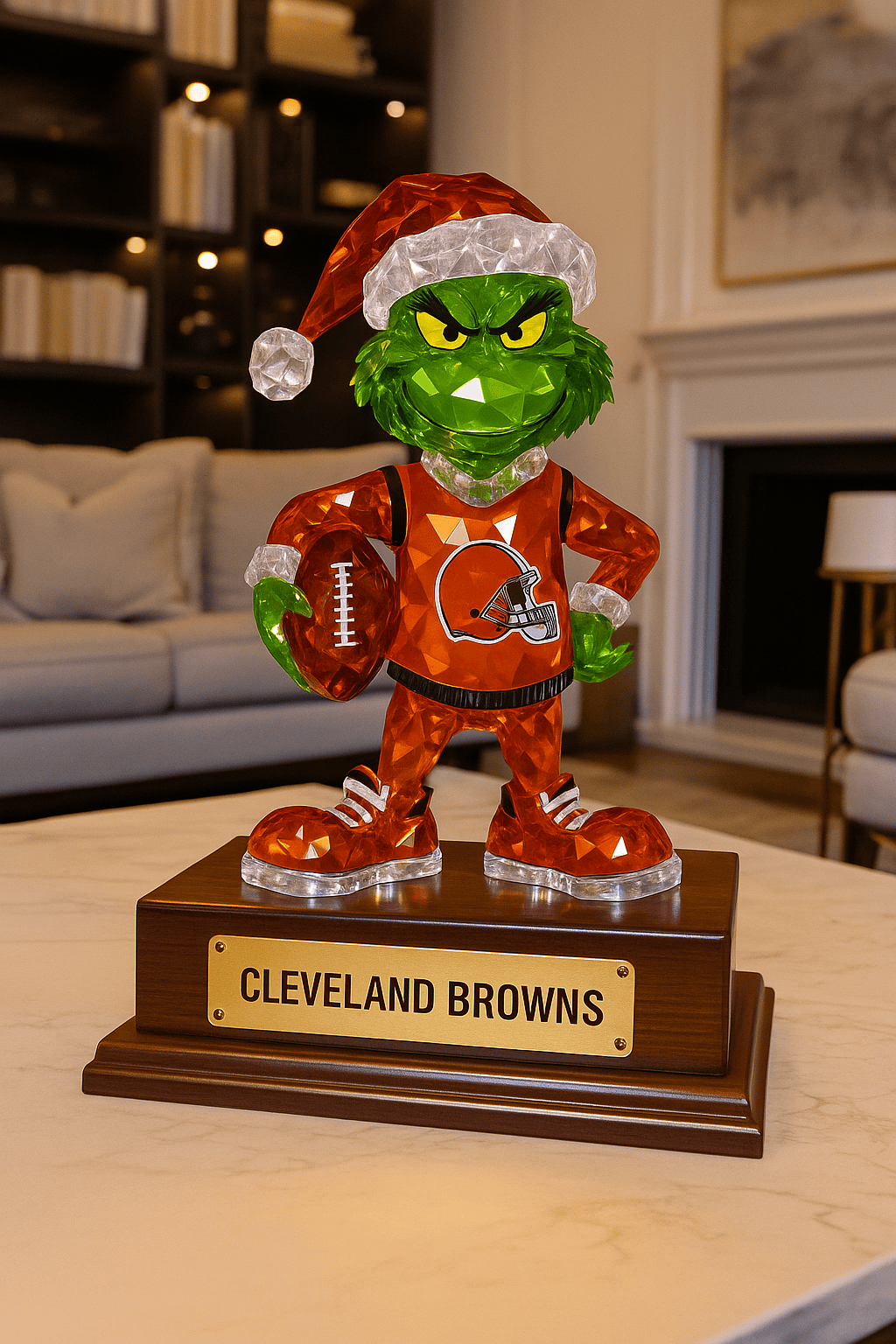 Premium NFL CLE Crystal Style Desktop Ornament V1 NMD  TTV