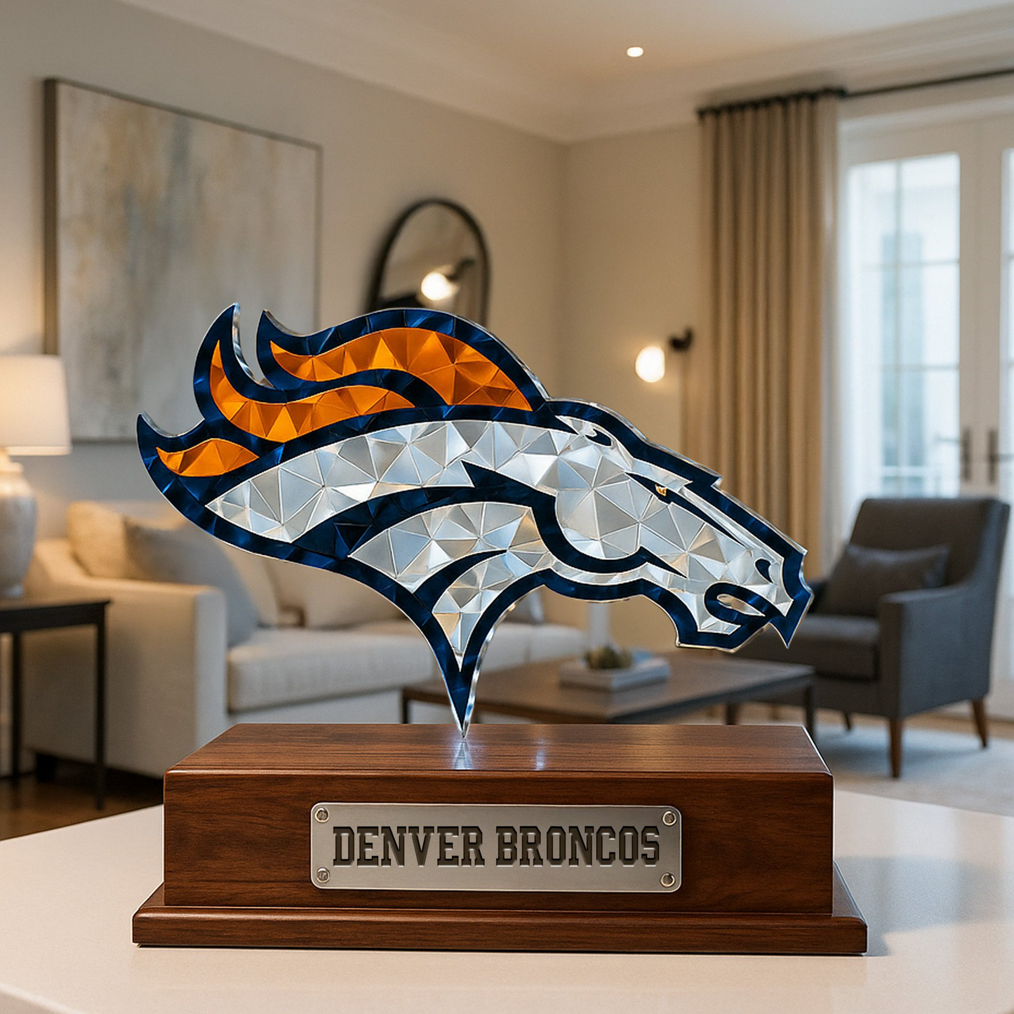 Premium NFL DEN Crystal Style Desktop Ornament V1 NMD  TTV