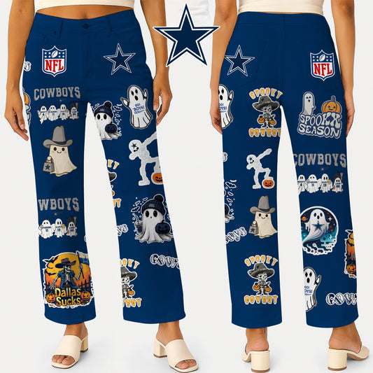 Premium NFL DLCB Halloween High Waisted Casual Wide Leg Pants V1 NMD NHM