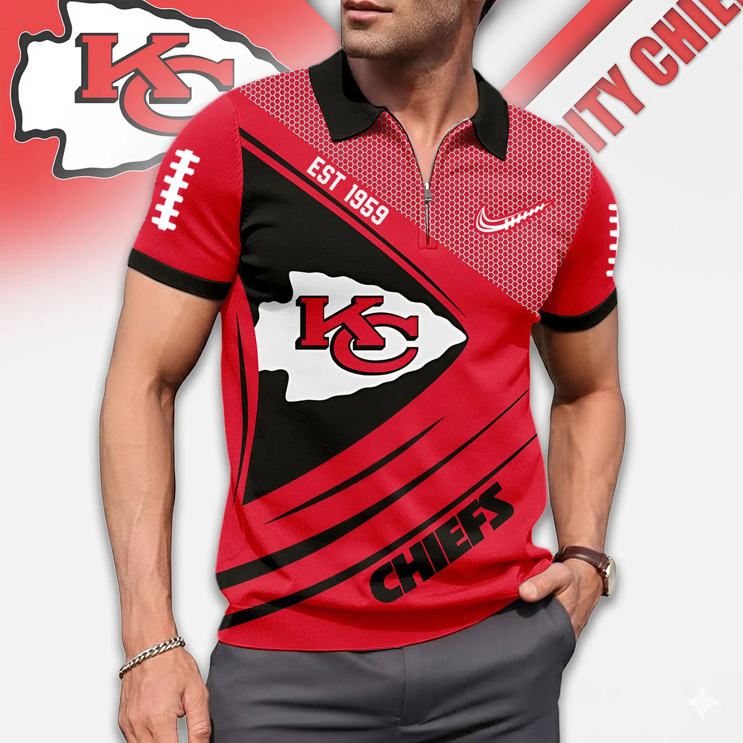 Premium NFL Game Day X KC Zipper Polo NDT NHM 3010