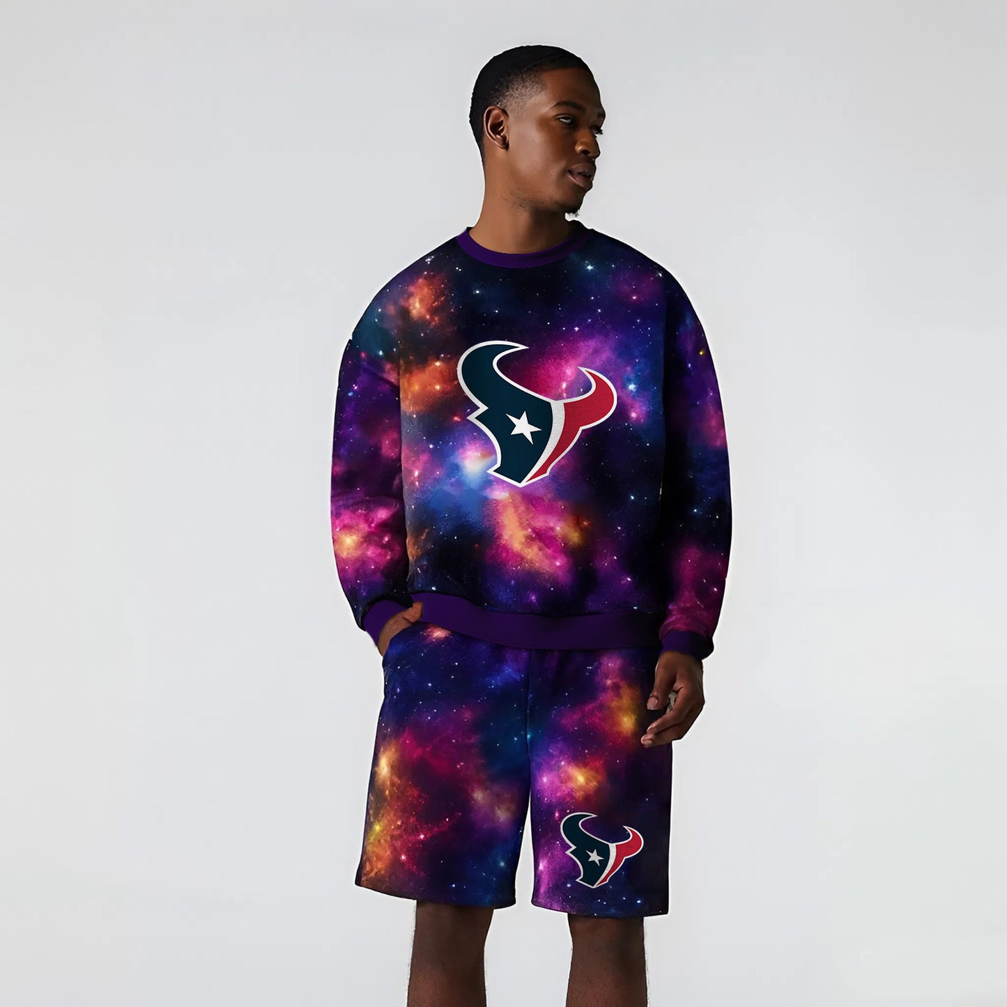 Premium NFL HTX Full Set Long Sweatshirt And Short Pants V1 NMD NHM