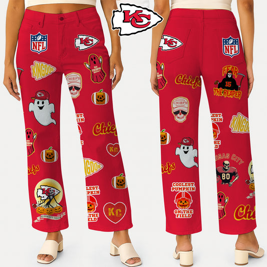 Premium NFL KCC Halloween High Waisted Casual Wide Leg Pants V1 NMD NHM