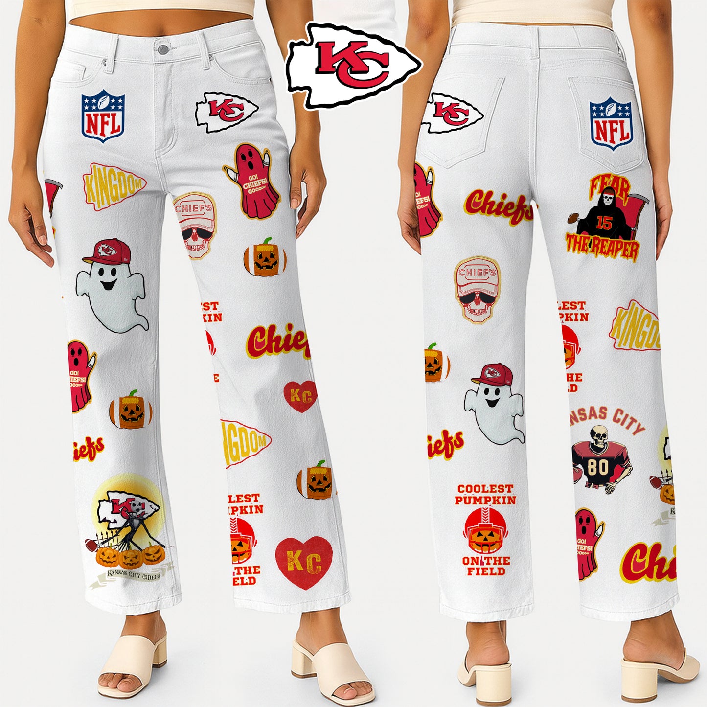 Premium NFL KCC Halloween High Waisted Casual Wide Leg Pants V1 NMD NHM