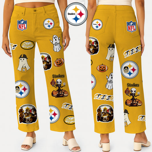 Premium NFL PBS Halloween High Waisted Casual Wide Leg Pants V1 NMD NHM