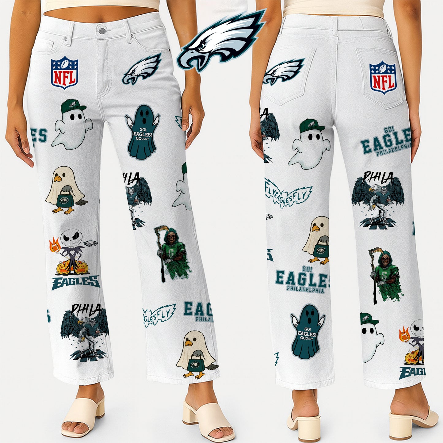 Premium NFL PLE Halloween High Waisted Casual Wide Leg Pants V1 NMD NHM
