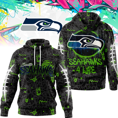 Premium NFL SEA Special Graffiti Hoodie V2 NMD  TTV